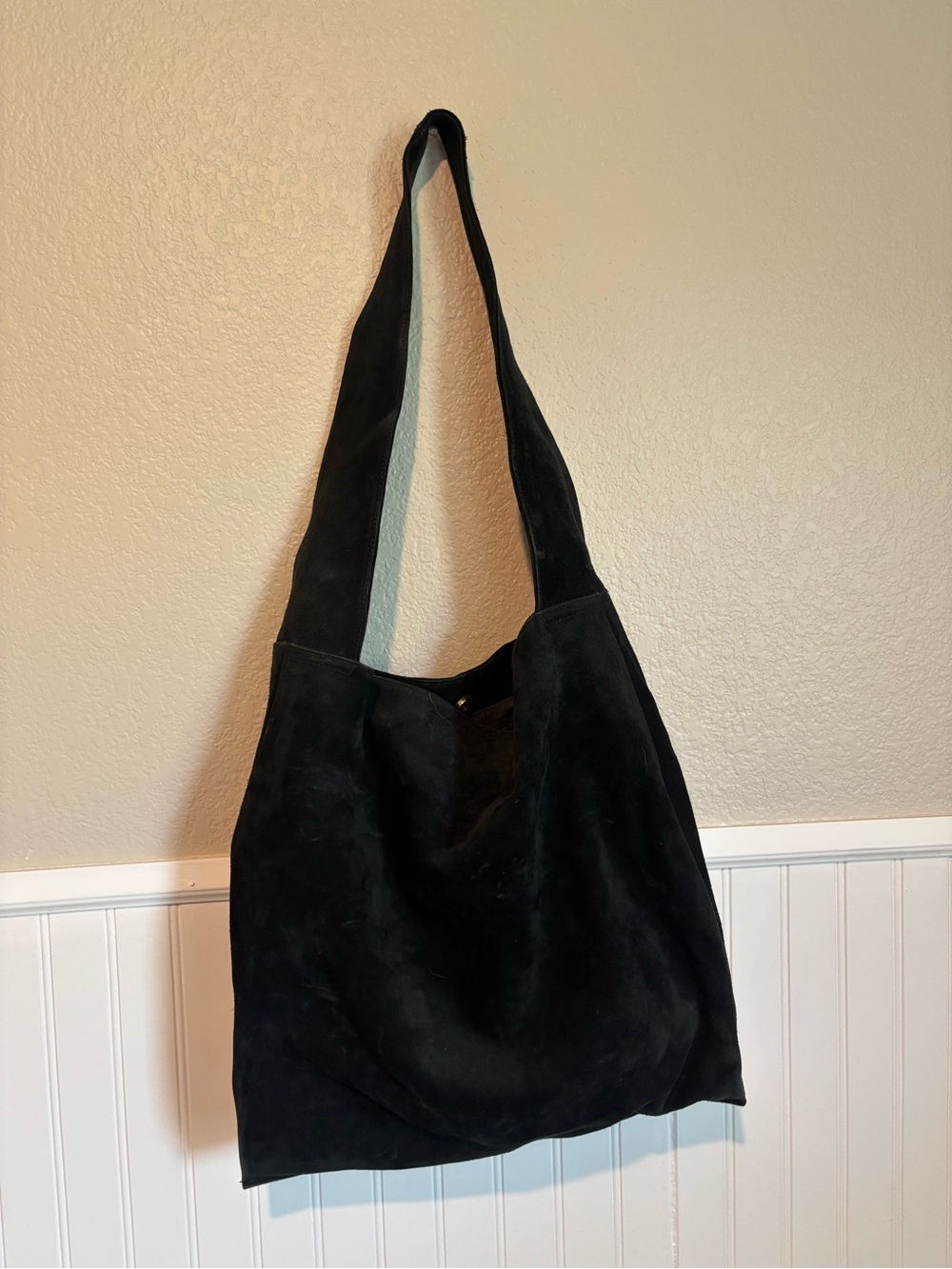 Tweeds Black Suede Shoulder Bag